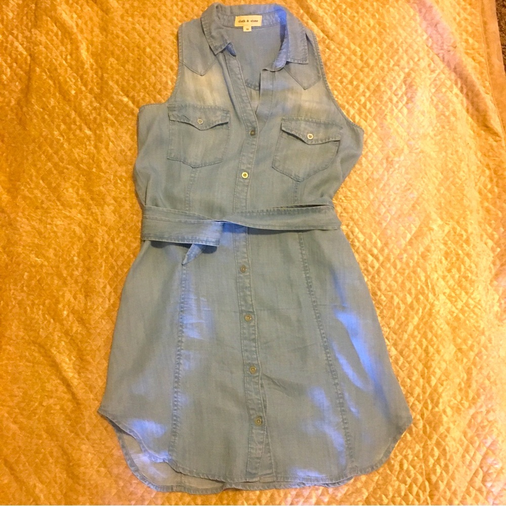 Cloth & Stone Chambray Sleeveless Button-front Dress, XS
